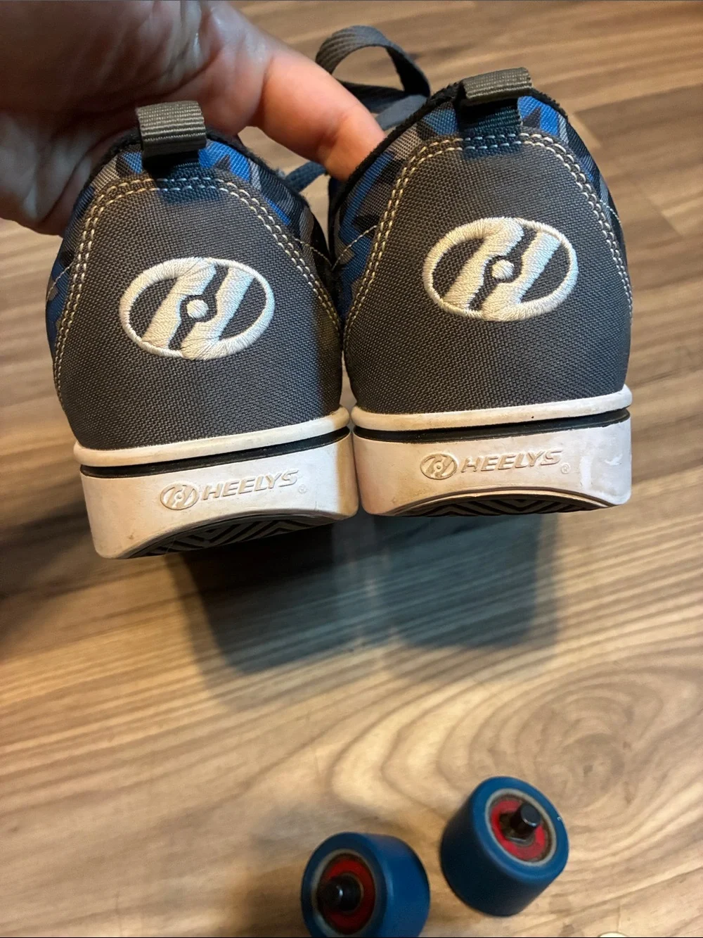 Heelys Kids Gray Sneakers with Blue Accent & Detachable Wheels